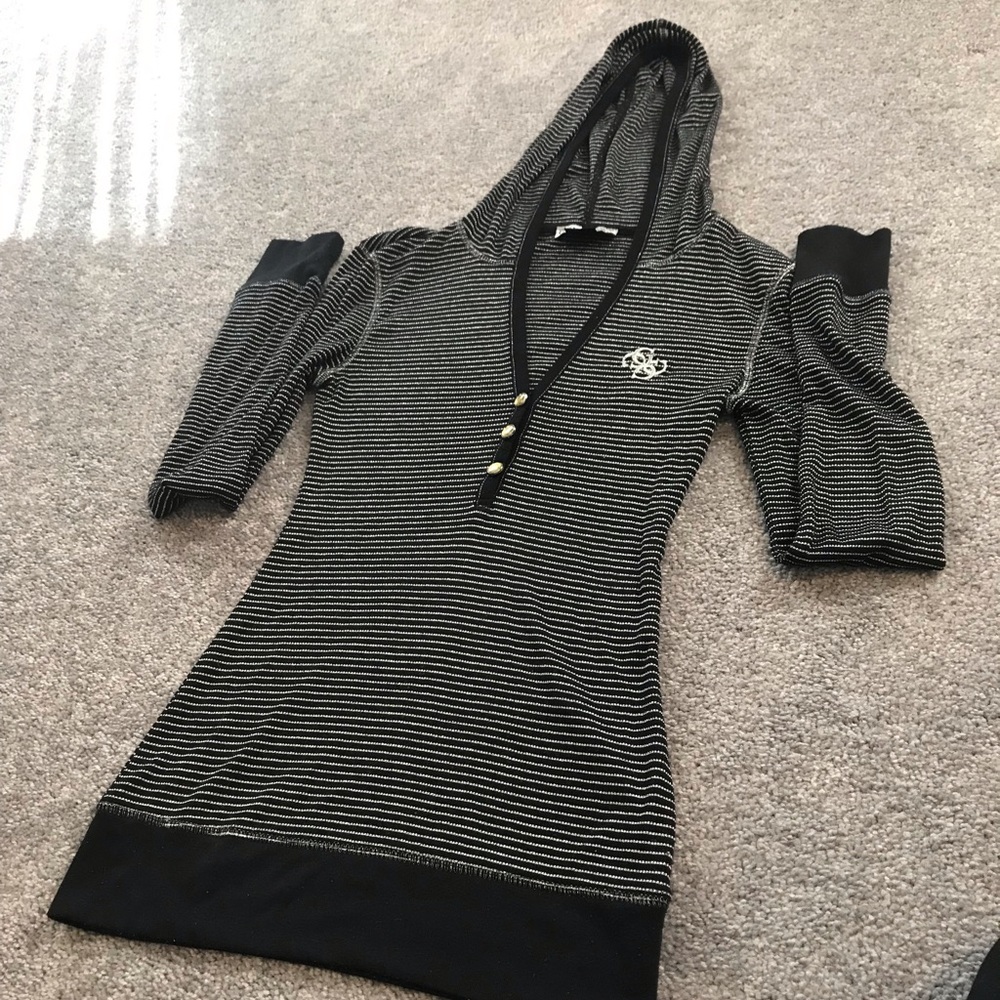 Guess jeans silver black striped shirt